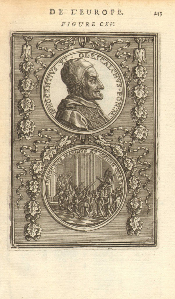 POPE INNOCENT XI. 'Innocentius XI. Odescalchus. Pon. M'. MALLET 1683 old print